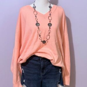Old Navy Peach V-Neck Sweater